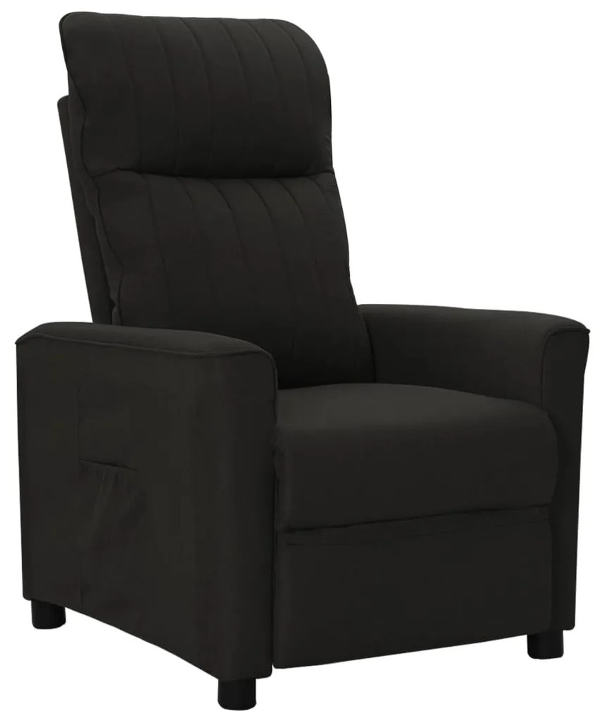 342255 vidaXL Fotoliu rabatabil, negru, material textil