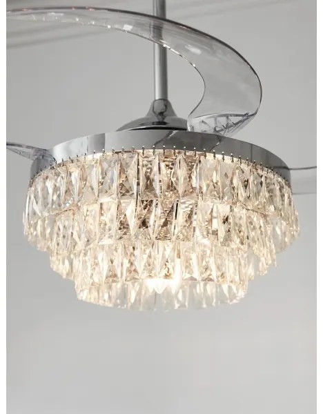 Ventilator LED de tavan FANAWAY 212923 VEIL 6xE14/4,5W/230V crom + telecomandă