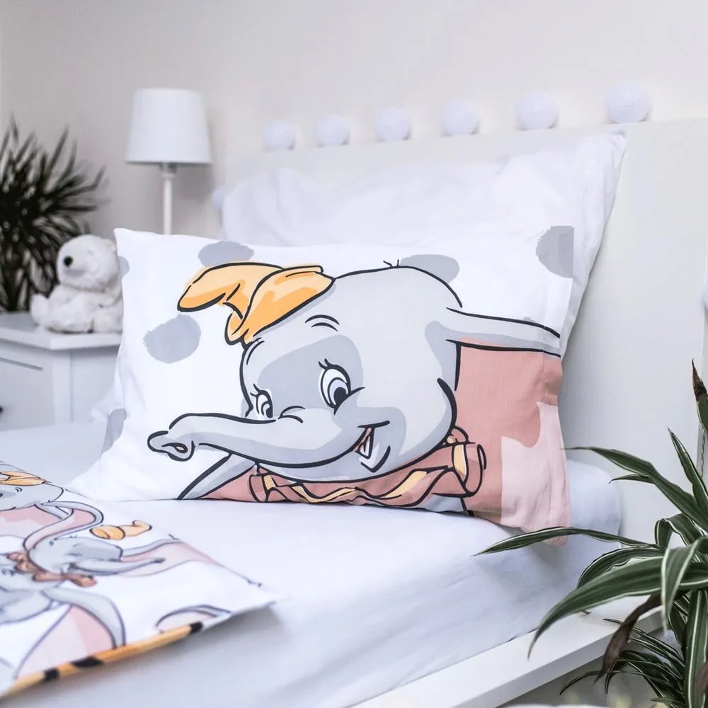 Lenjerie de pat pentru copii albă-gri din bumbac pentru pătuț 100x135 cm Dumbo "Dots" – Jerry Fabrics