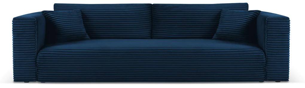Canapea extensibila Diego cu 4 locuri si tapiterie din catifea reiata, albastru royal