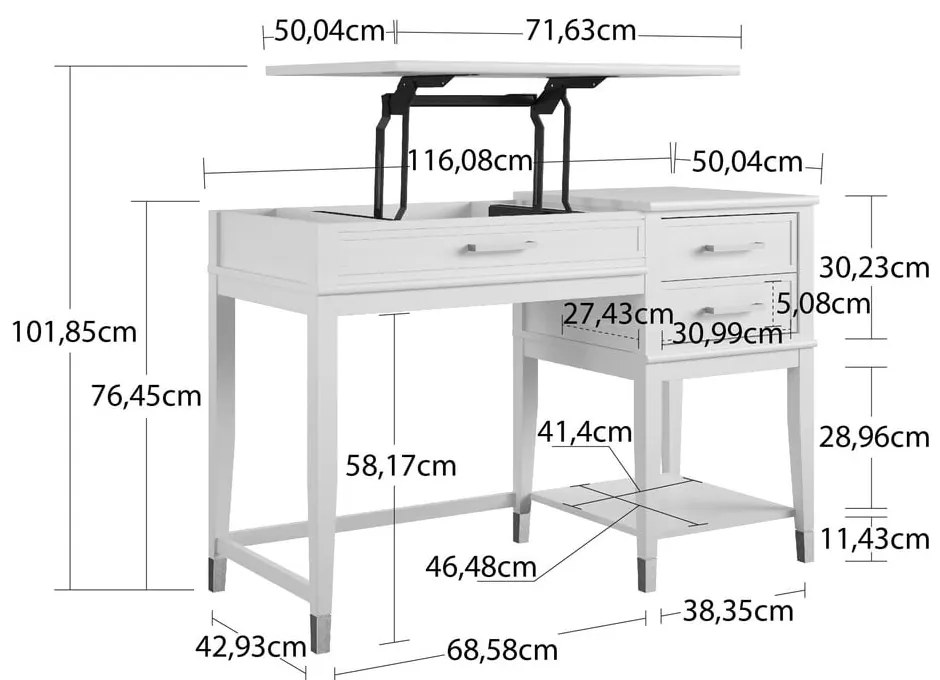 Birou 49x115 cm Westerleigh – CosmoLiving by Cosmopolitan