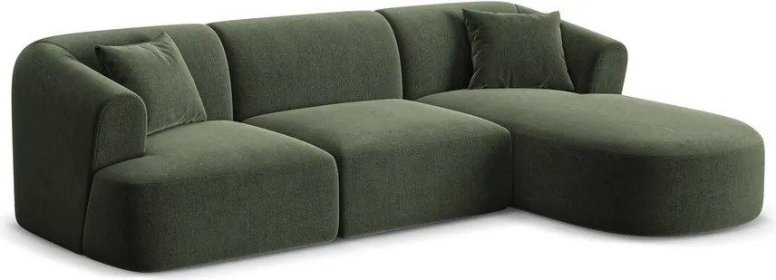 Colțar verde cu tapițerie din catifea (cu colț pe partea dreaptă/cu șezlong) Campi – Cosmopolitan Design