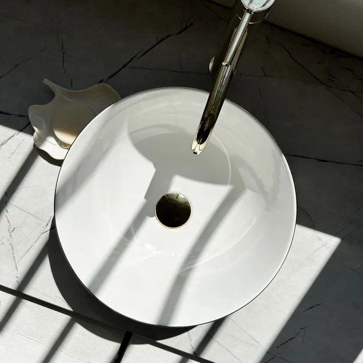 Lavoarul REA STELLA auriu periat alb