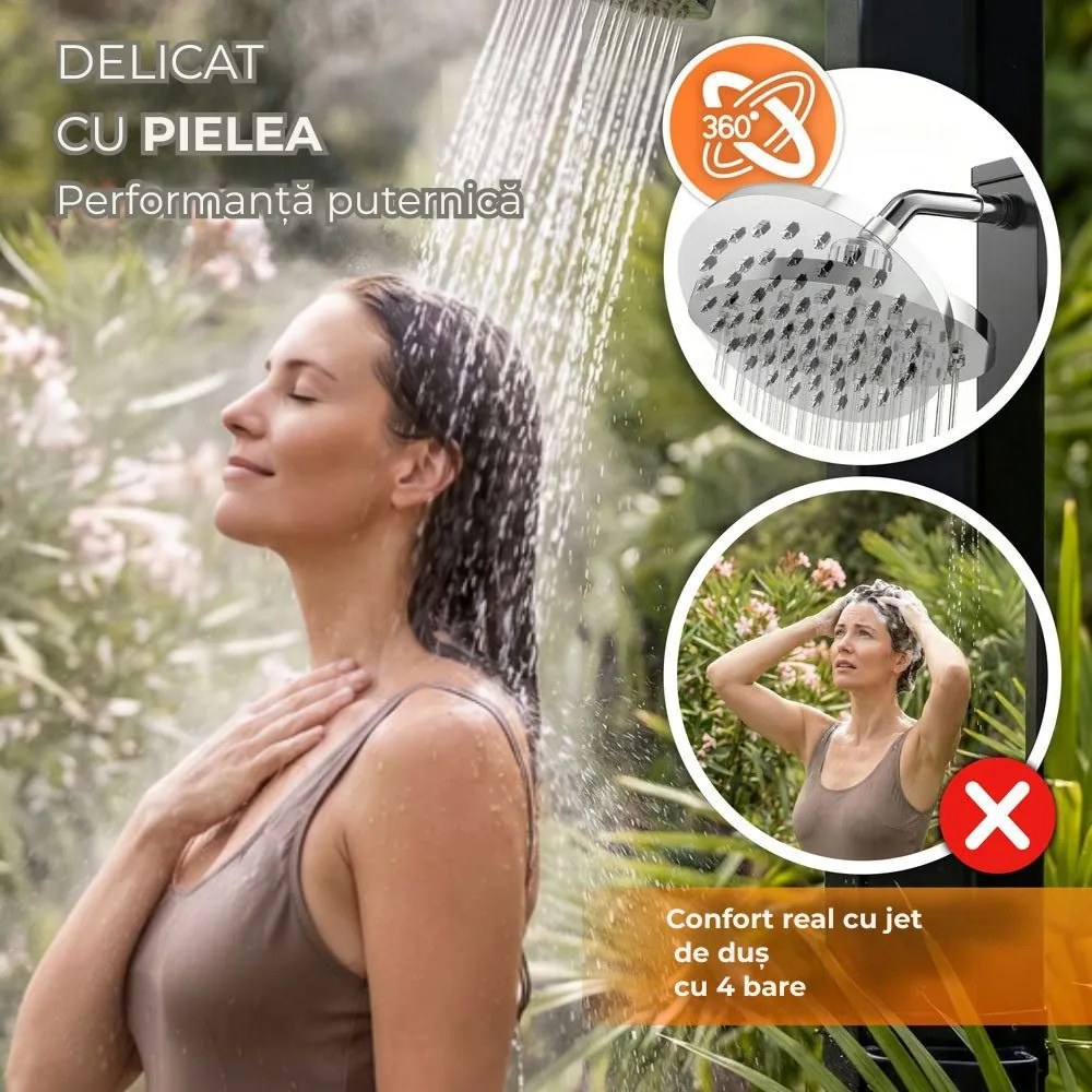 Duș solar cu capac HAVANA, 35 l, negru Casaria