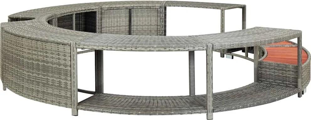 vidaXL Mobilier de împrejmuire cadă cu hidromasaj, gri, poliratan