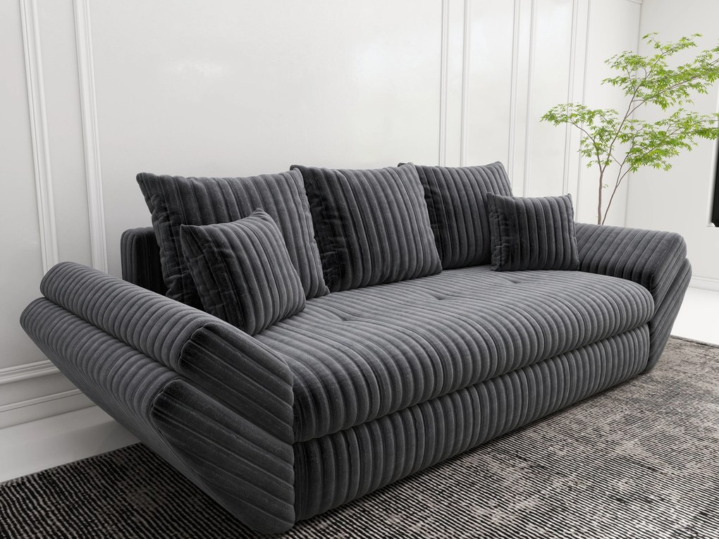 Canapea extensibilă dumonde cu ladă de depozitare si sezut confortabil din spuma high-density, Loana Ambience Grey 250x100 cm