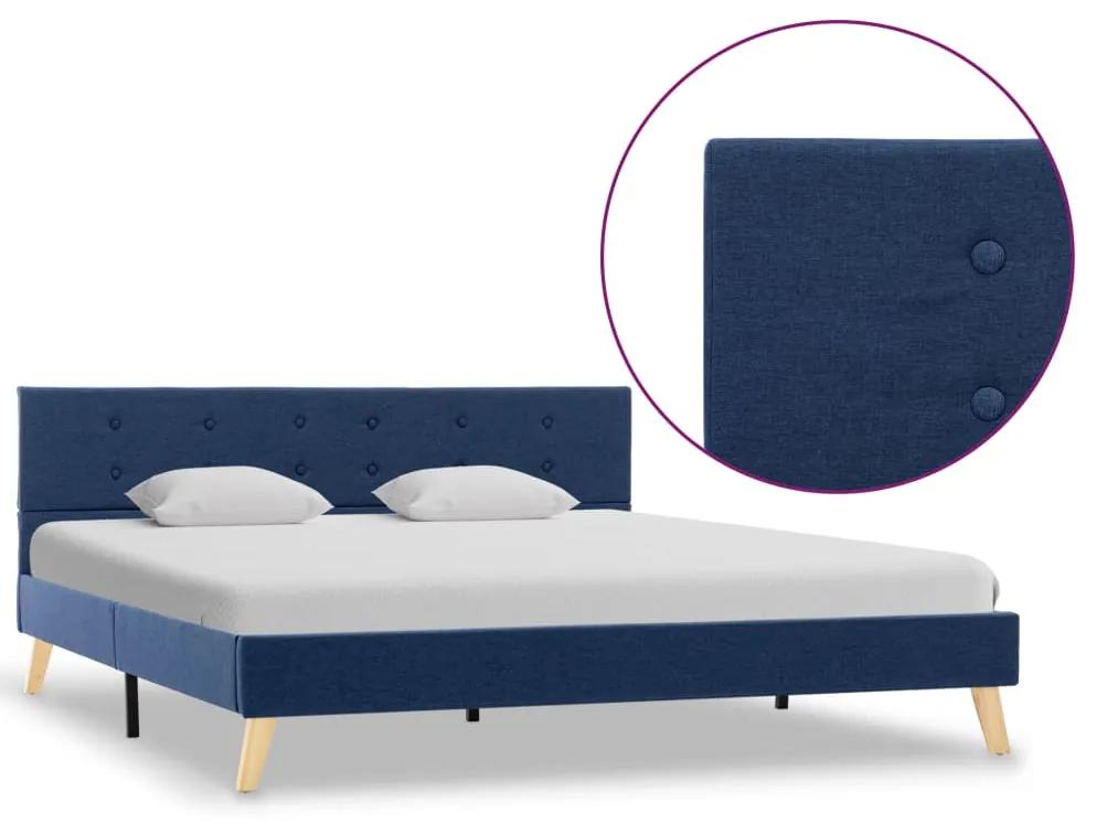 284826 vidaXL Cadru de pat, albastru, 160 x 200 cm, material textil