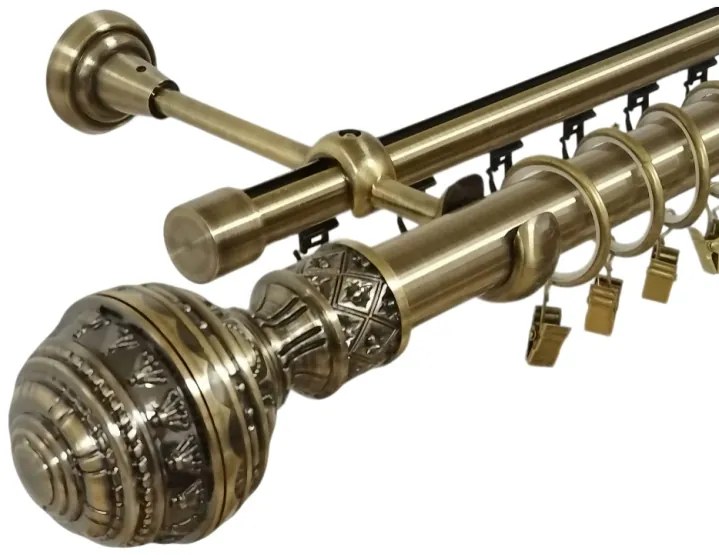 Galerie dubla betina , teava neteda si profil,grosime 25 si 19mm, aur antic (Alege marime: 320 cm)