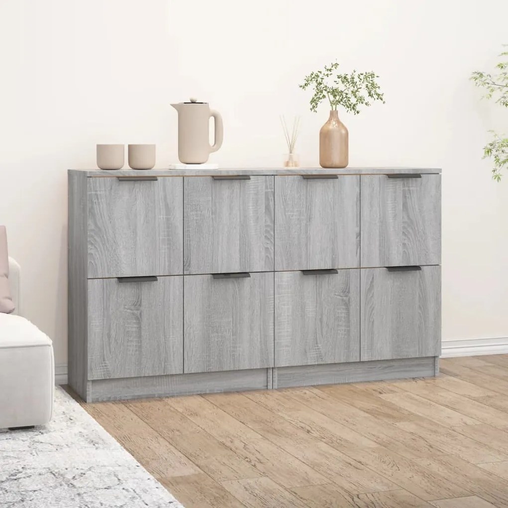 3115810 vidaXL Servante, 2 piese, sonoma gri, 60x30x70 cm, lemn prelucrat