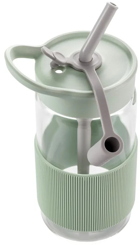 Sticla Buydeem CD1017-CG, 500 ml, Pai incorporat, Rezistenta la scurgeri, Sticla rezistentă la caldura pana la 150°C, Fara BPA, Verde