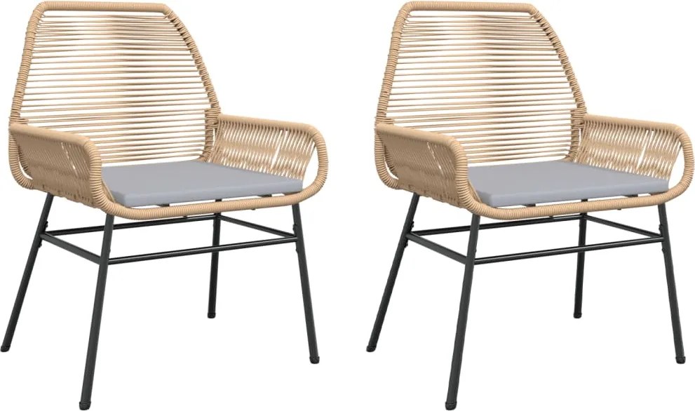 vidaXL Scaune de grădină cu perne, 2 buc., maro, poliratan