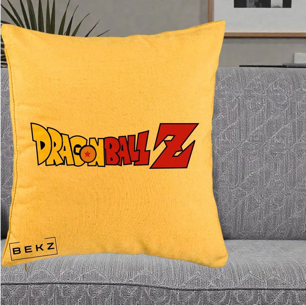 Perna Personalizata Dragon Ball Z Clasic, 40x40 cm, Galben, Husa Detasabila, Perna Inclusa, BEKZ®