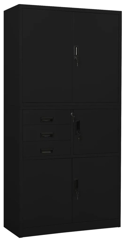 vidaXL Dulap de birou, negru, 90x40x180 cm, oțel