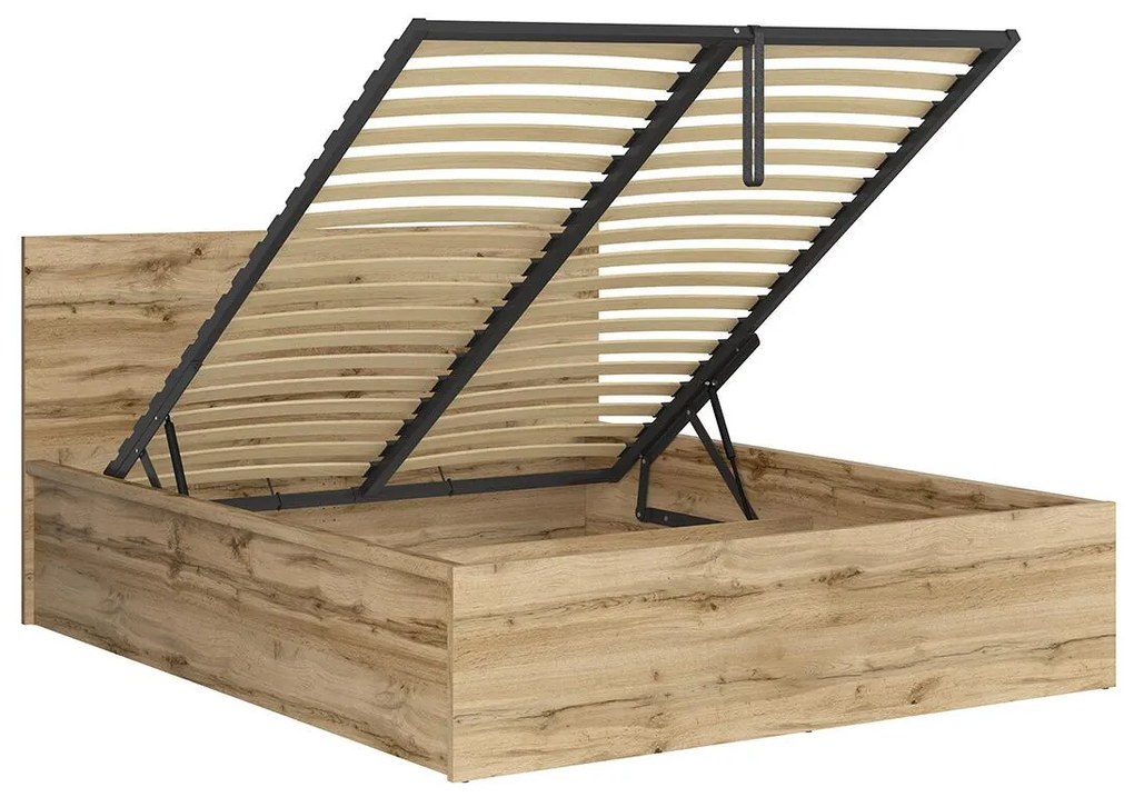 Pat matrimonial 160 cm Tetrix 11 (stejar wotan) (cu somieră) (cu sp. depozitare). Promo -35%. 1098493
