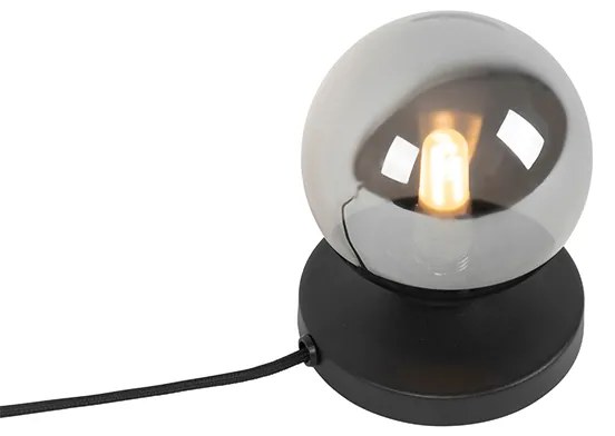Lampa de masă modernă neagră cu sticlă fumurie - Atena