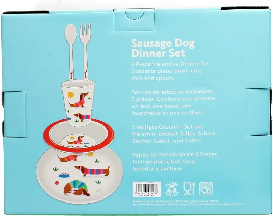 Set de veselă pentru copii 5 buc. Sunny Sausage Dog – Rex London