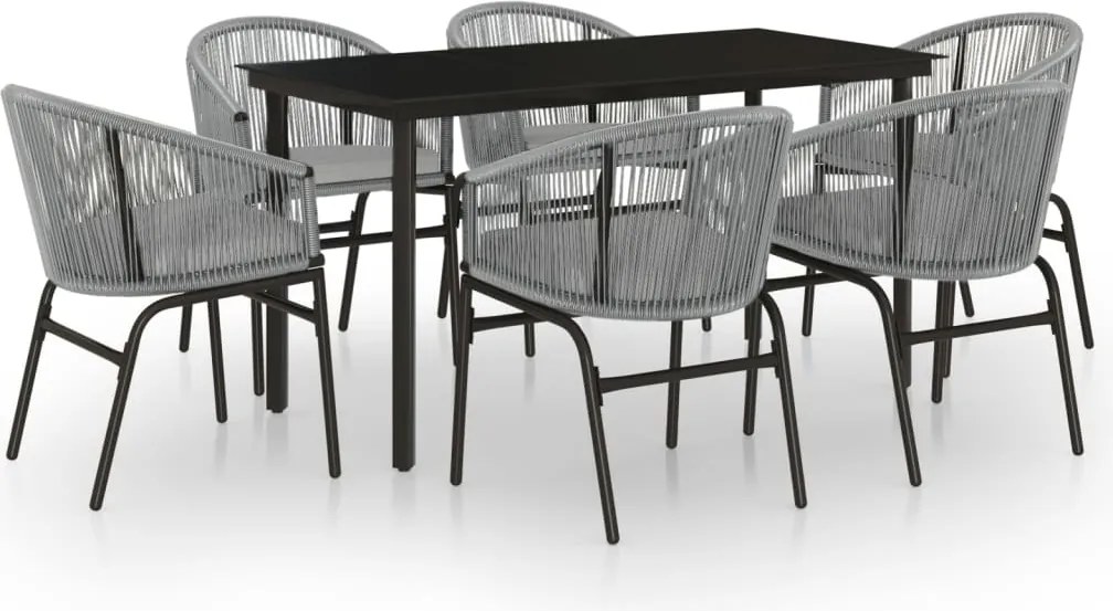 vidaXL Set mobilier de grădină, 7 piese, gri