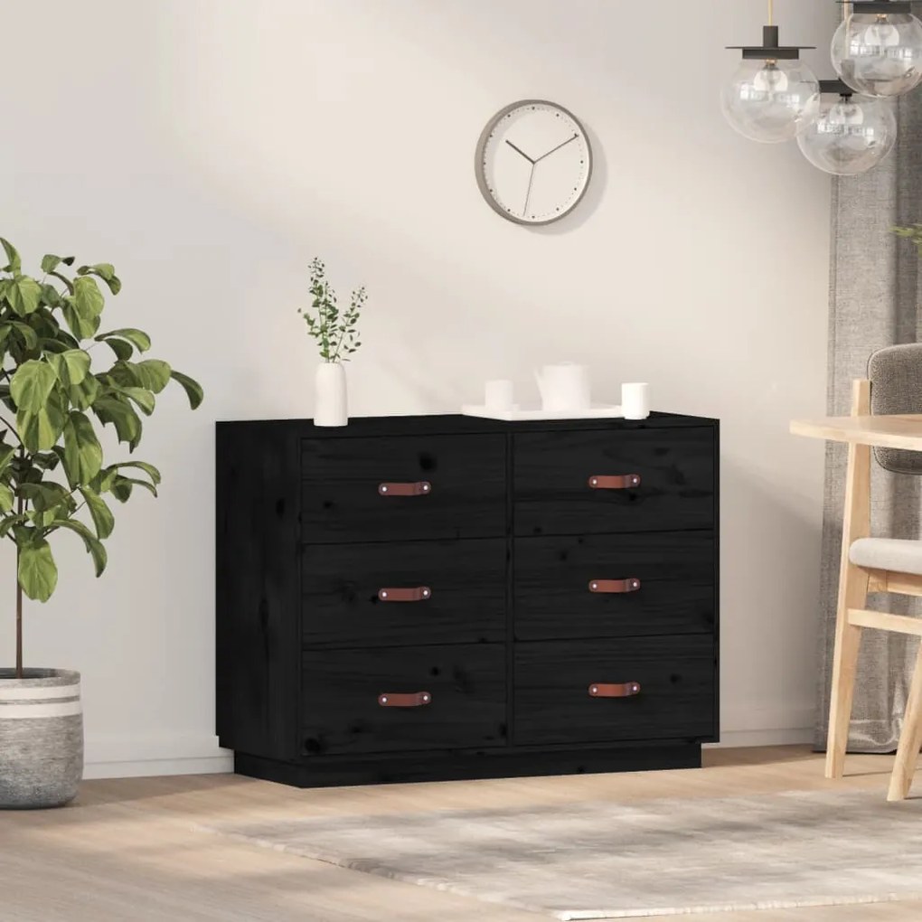 vidaXL Dulap, negru, 100x40x75 cm, lemn masiv de pin
