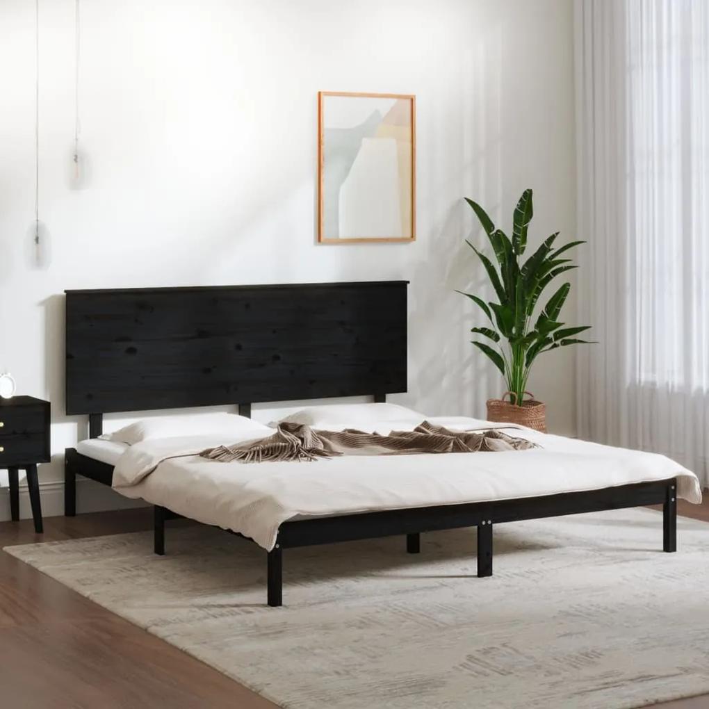 3104817 vidaXL Cadru de pat, negru, 160x200 cm, lemn masiv de pin