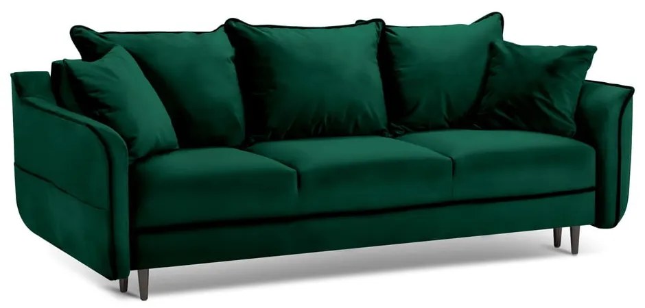 Canapea extensibilă din catifea Kooko Home Basso, verde