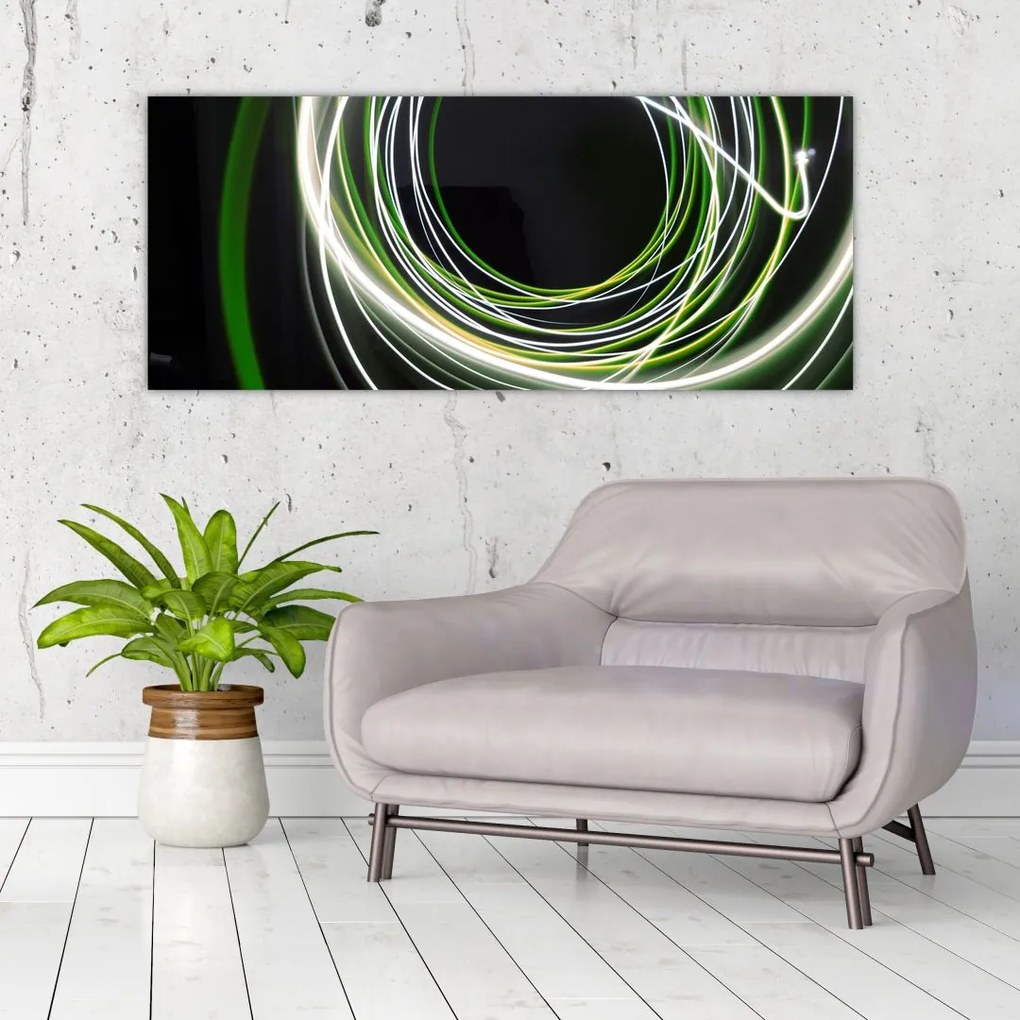 Obraz cu linii verzi (120x50 cm)
