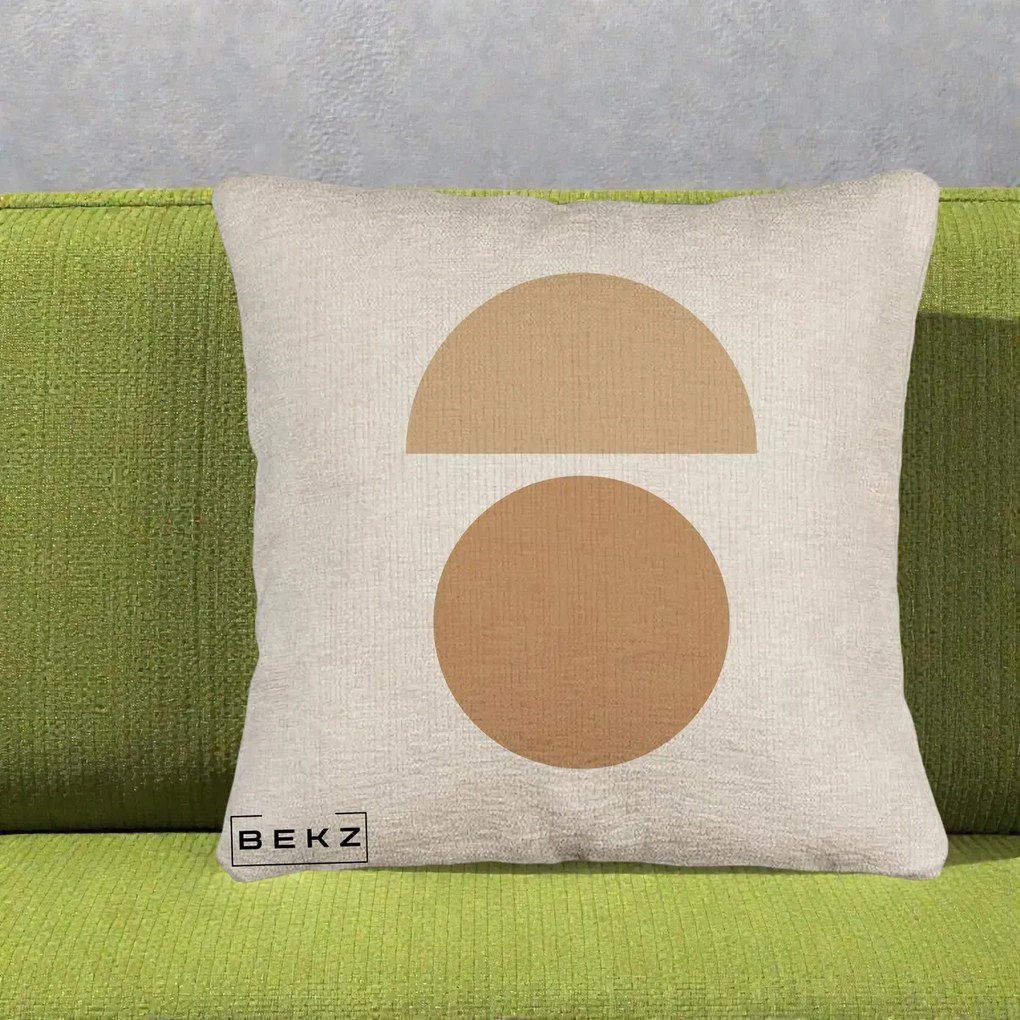 Perna Decorativa Geometric Minimalist Auriu, 40x40 cm, Bej Canapea, Husa Detasabila, Perna Inclusa, BEKZ®
