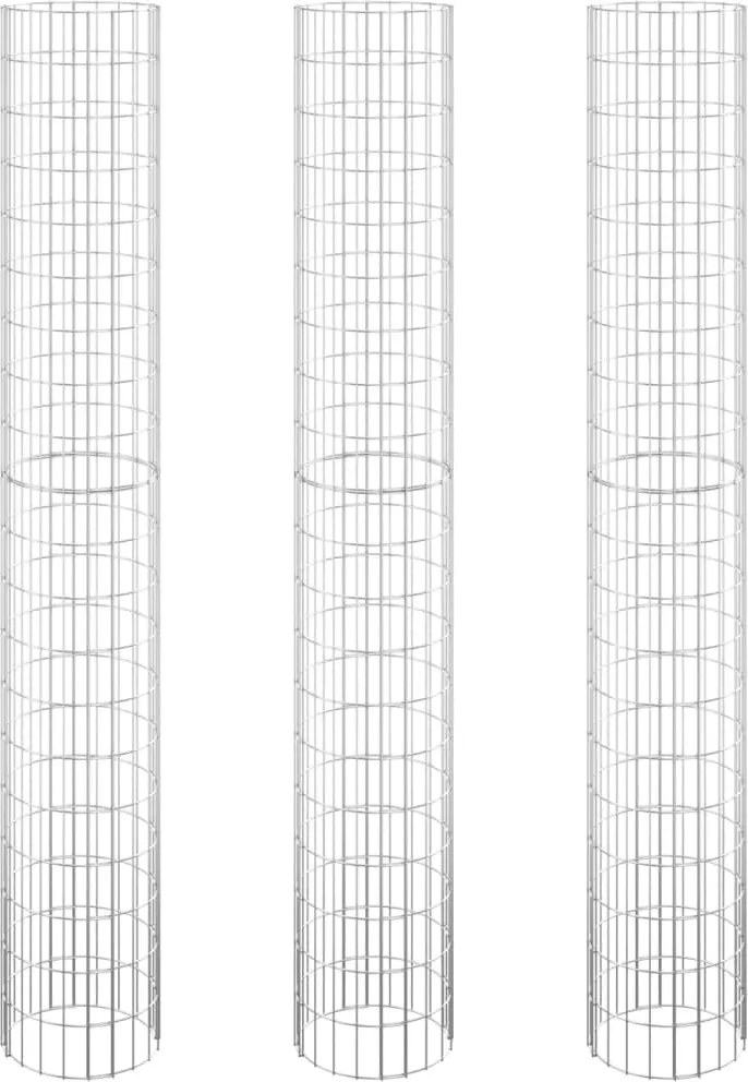 vidaXL Strat înălțat gabion 3 buc. Ø30x200 cm oțel galvanizat circular