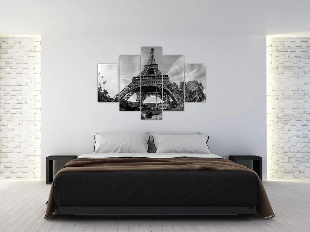 Tablou - Turnul Eiffel, alb-negru (150x105 cm)