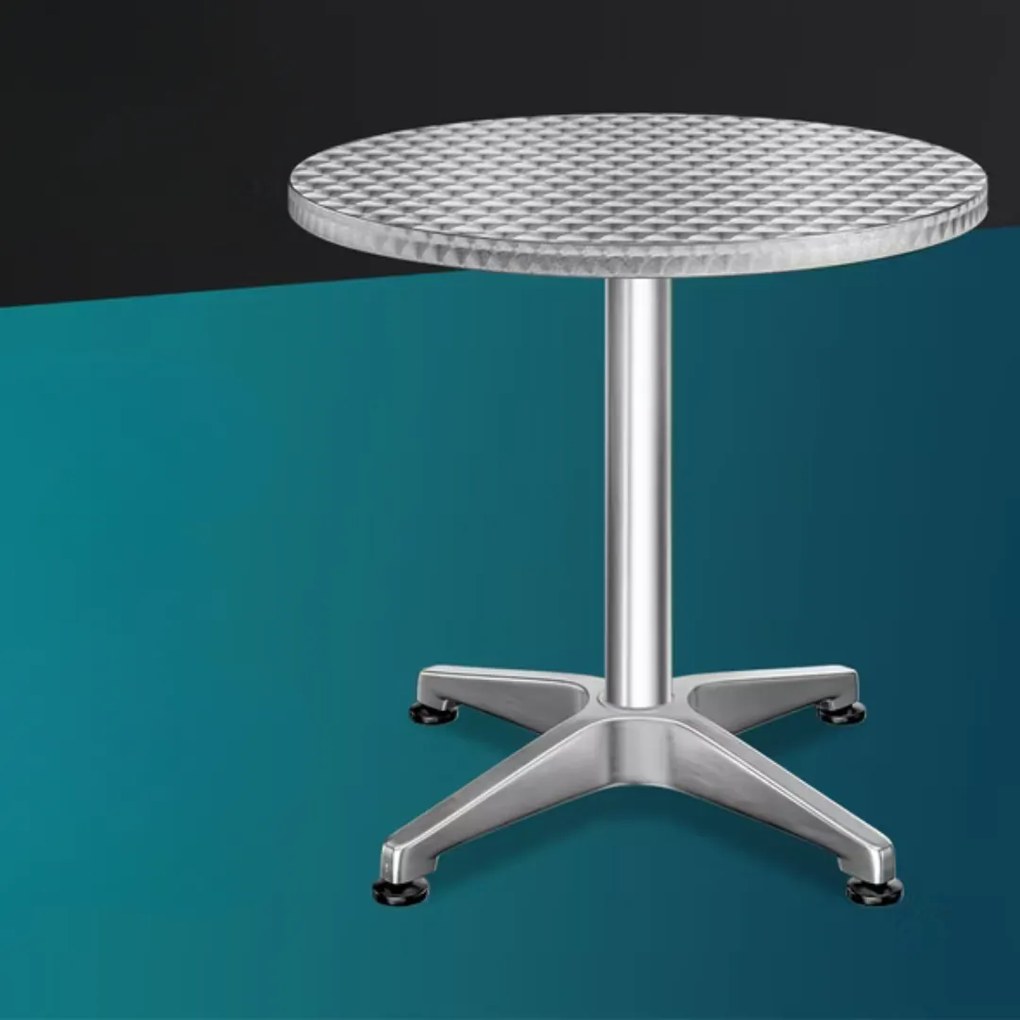 Masă de bar reglabilă din aluminiu NERO, Ø60 cm, argintiu Casaria