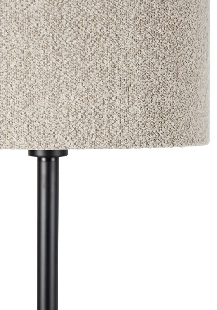 Lampa de podea neagra cu abajur boucle taupe 35 cm - Simplo