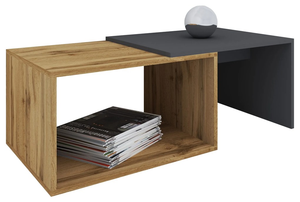 Masuta Cafea haaus Orli, Stejar Wotan/Antracit, 100 x 50 x 35 cm