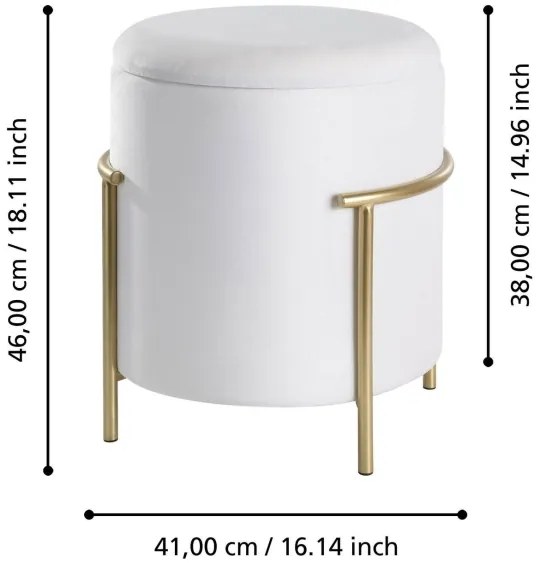 Taburet Eglo 424135 MASHIKE 46x41 cm alb/auriu