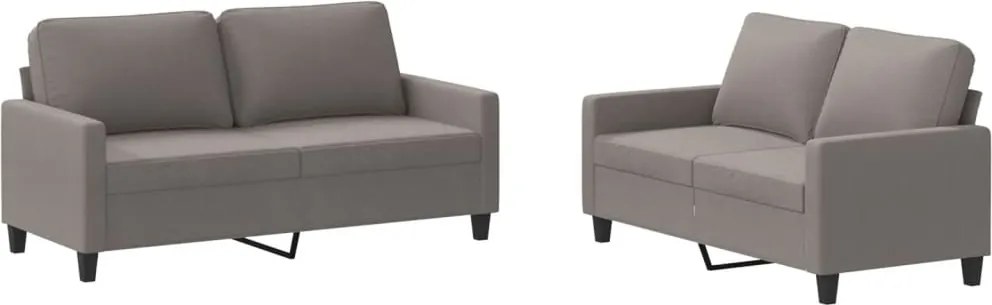 vidaXL Set de canapea cu perne, 2 piese, gri taupe, material textil