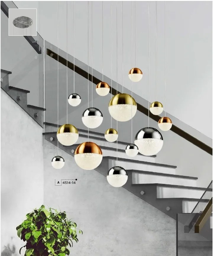 Lustra design modern cu 14 pendule LED Planets 14 4514-14 SRT