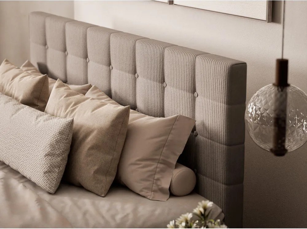 Pat boxspring bej cu spațiu de depozitare 180x200 cm Tasca – Maison de Rêve