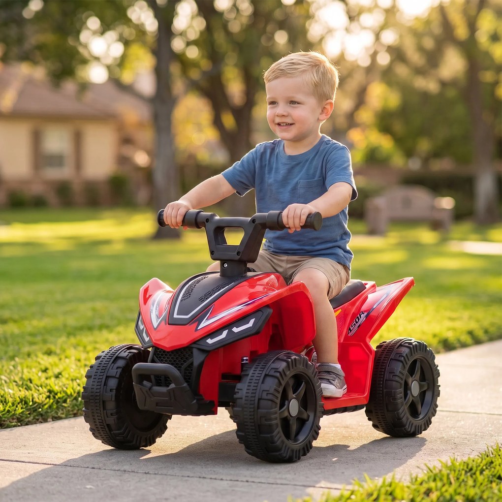 AIYAPLAY ATV Electric pentru Copii 18-48 Luni, 6V, 2 km/h, Sarcină 25 kg, Roșu | Aosom Romania
