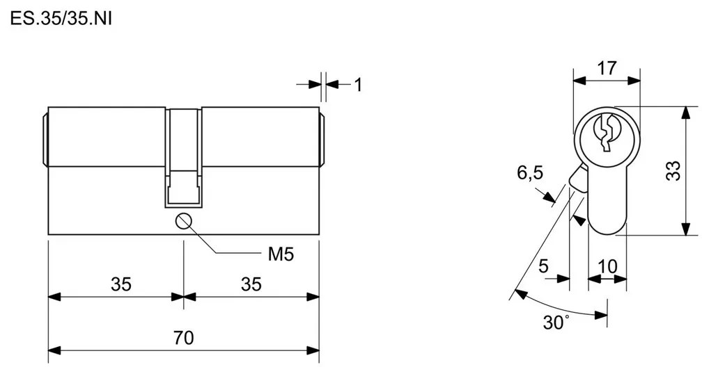 Cilindru Richter ES.35/35.NI 35+35 mm, 6 chei