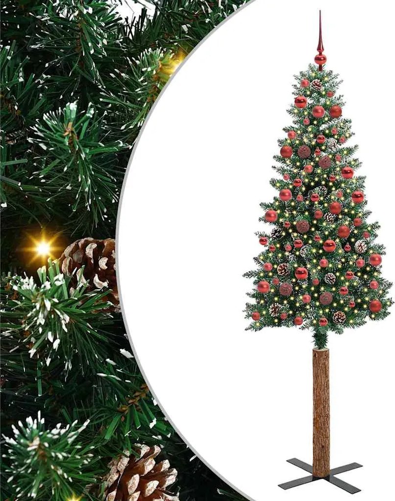 vidaXL Brad de Crăciun subțire Verde 180 cm PVC și lemn de PIN masiv