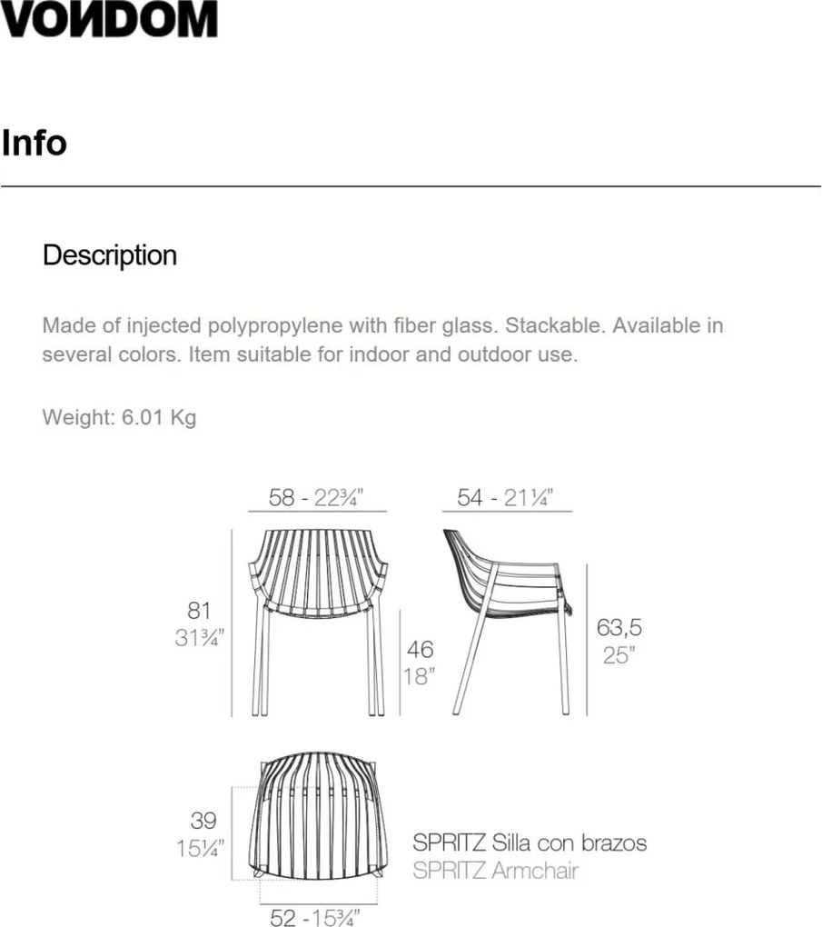 Set de 4 Scaune moderne cu brate de exterior / interior design premium SPRITZ ARMCHAIR 56017