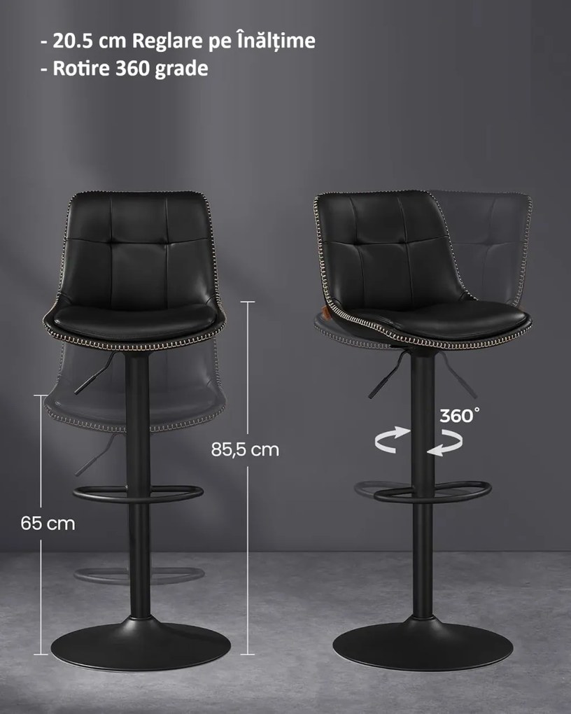 SCB3 - Set 2x Scaune Bar Negre / Maro / Gri / Verde - Piele ecologica