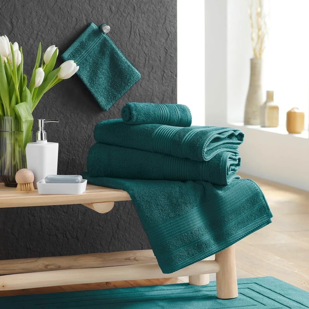 Prosop verde închis din bumbac din frotir 90x150 cm Tendresse – douceur d'intérieur