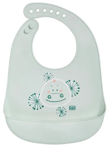 Baveta din silicon cu buzunar, ajustabila, Yum! Bib - Green crocodile