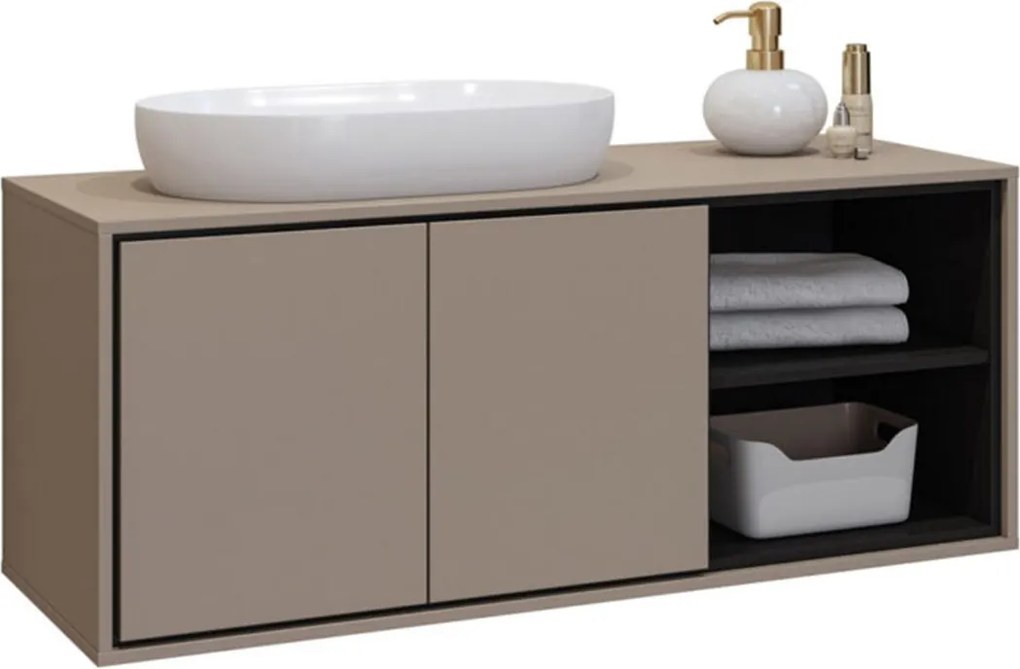 Dulap lemn masiv baie Irvella pentru chiuvetă, 120 × 51 × 48 cm - Crem