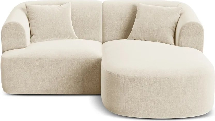 Colțar bej cu tapițerie din catifea (cu colț pe partea dreaptă/cu șezlong) Campi – Cosmopolitan Design