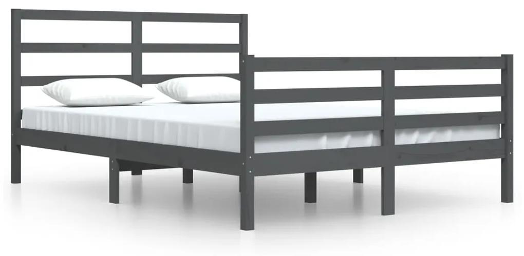 3105018 vidaXL Cadru de pat, gri, 160x200 cm, lemn masiv de pin
