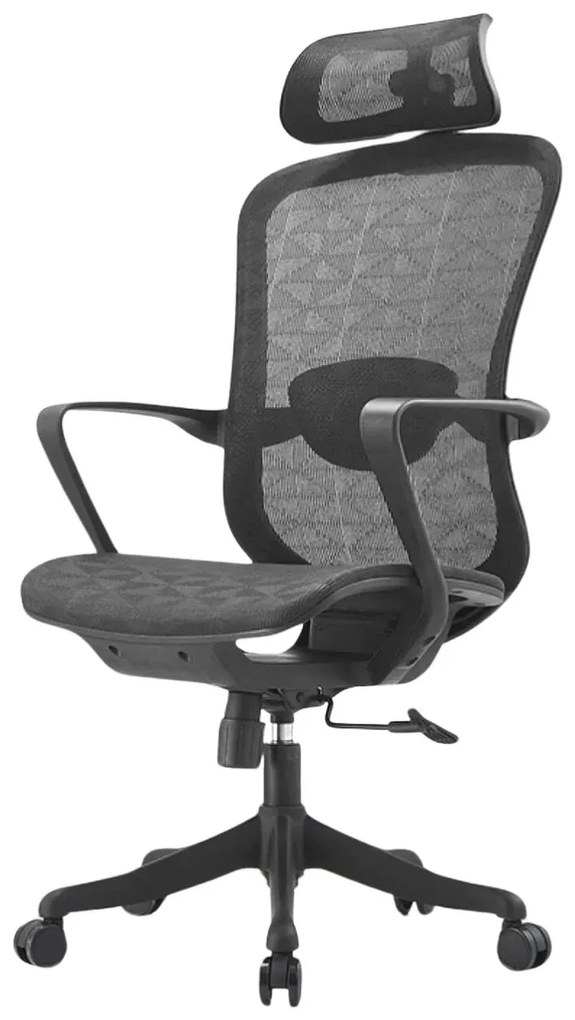 RESIGILAT- Scaun ergonomic Ella-H, mecanism inclinare/blocare, tetiera si suport lombar reglabile, Mesh, Negru
