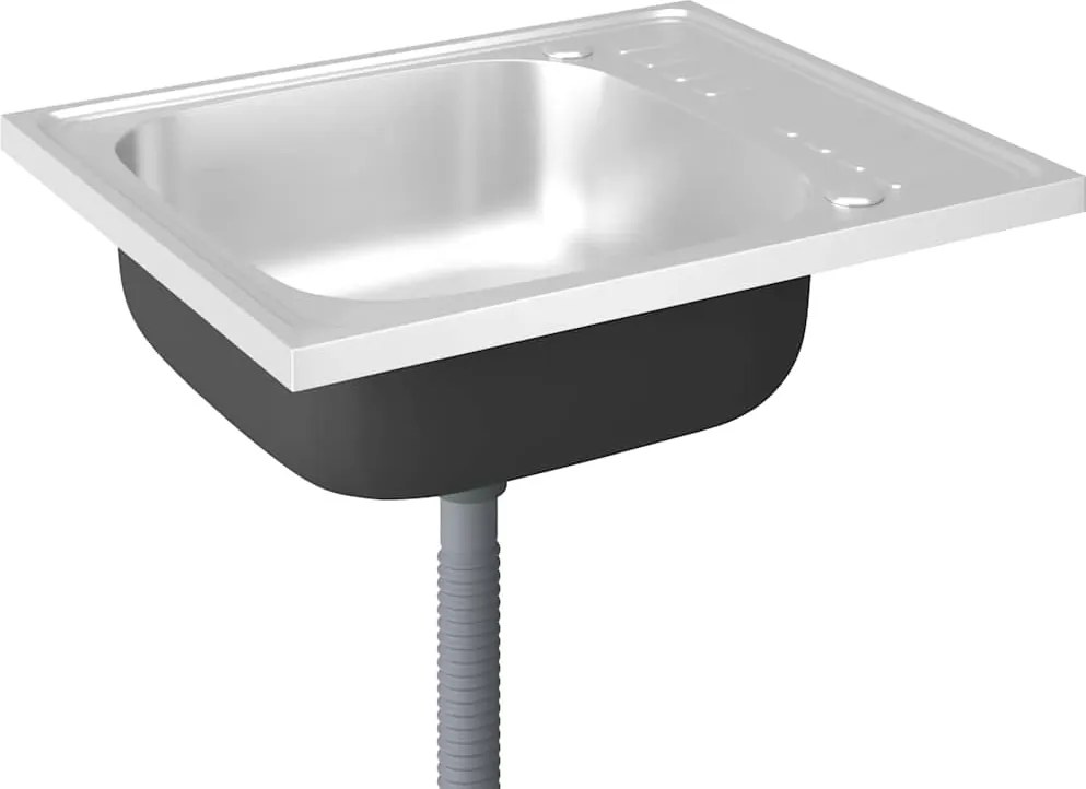 vidaXL Chiuvetă bucătărie cu scurgător, argintiu 600x500x155 mm oțel