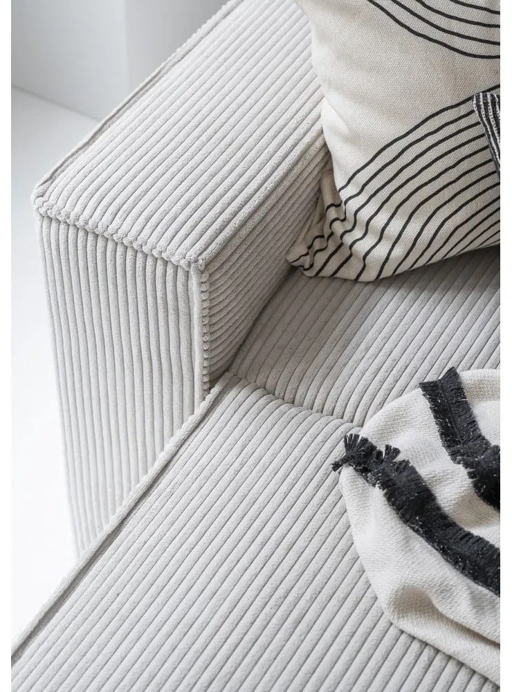 Colțar alb extensibil cu tapițerie din catifea reiată (cu colț pe partea dreaptă/în formă de "U") Brave Dave – Miuform