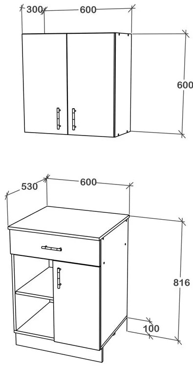 Set Bucatarie Berna, Antracit/Alb, L 60 cm