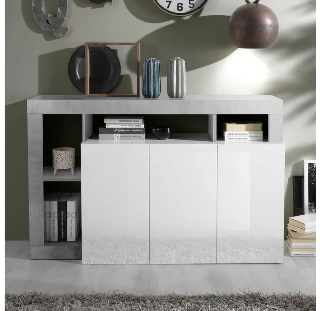 Comodă LENOR alb/gri beton